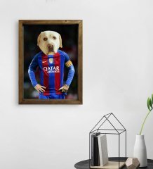 Evcil Dostlara Özel Futbolcu Tasarımlı Portre Doğal Masif Ahşap Çerçeveli Tablo 30x40cm-3