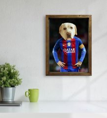 Evcil Dostlara Özel Futbolcu Tasarımlı Portre Doğal Masif Ahşap Çerçeveli Tablo 30x40cm-3
