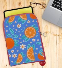 BK Gift Portakal Tasarımlı Taşınabilir Koruyucu Tablet Kılıfı & Organizer Çanta - Pembe-1
