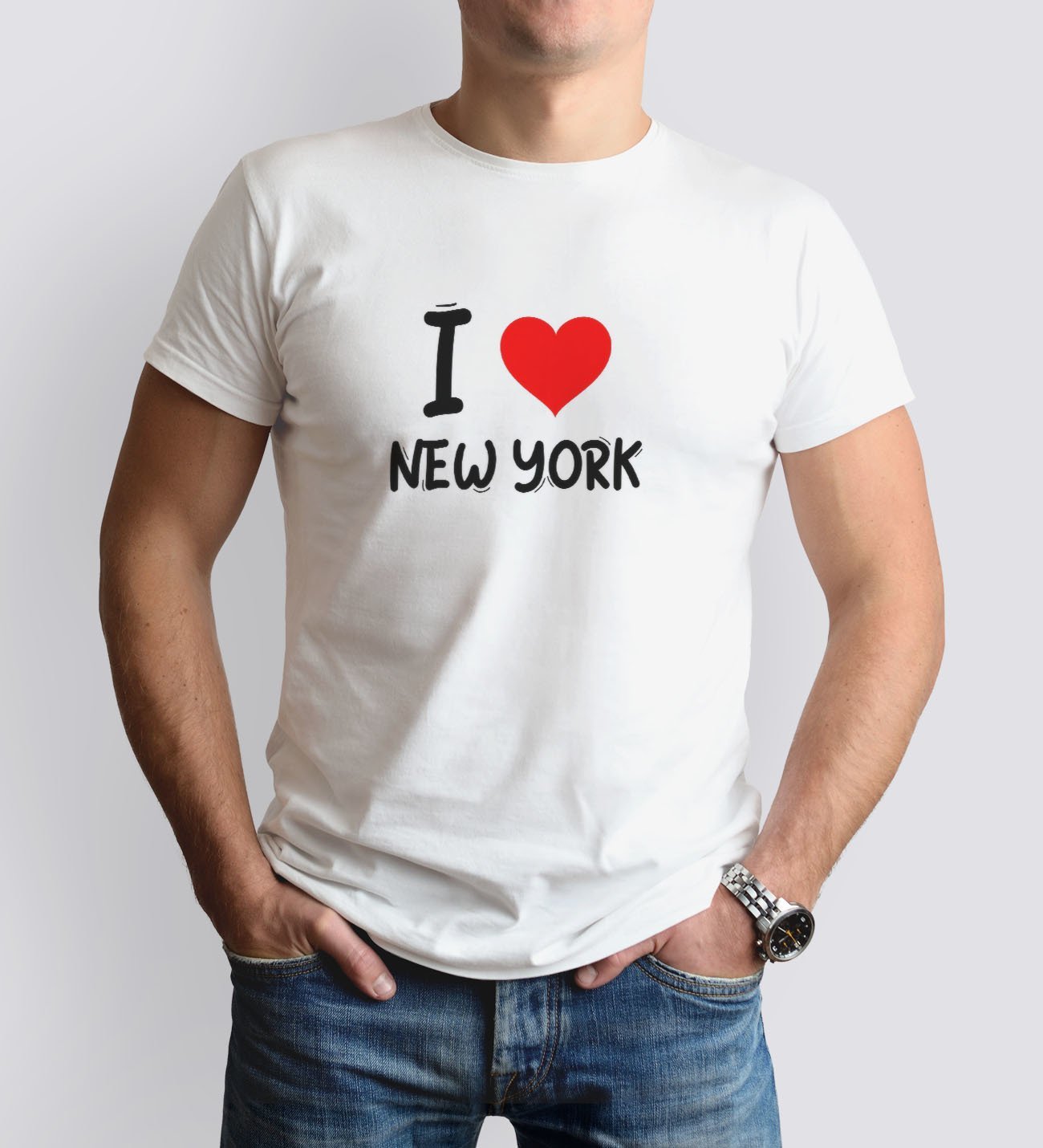 BK Gift I Love New York Tasarımlı Erkek Yuvarlak Yaka Tişört-1