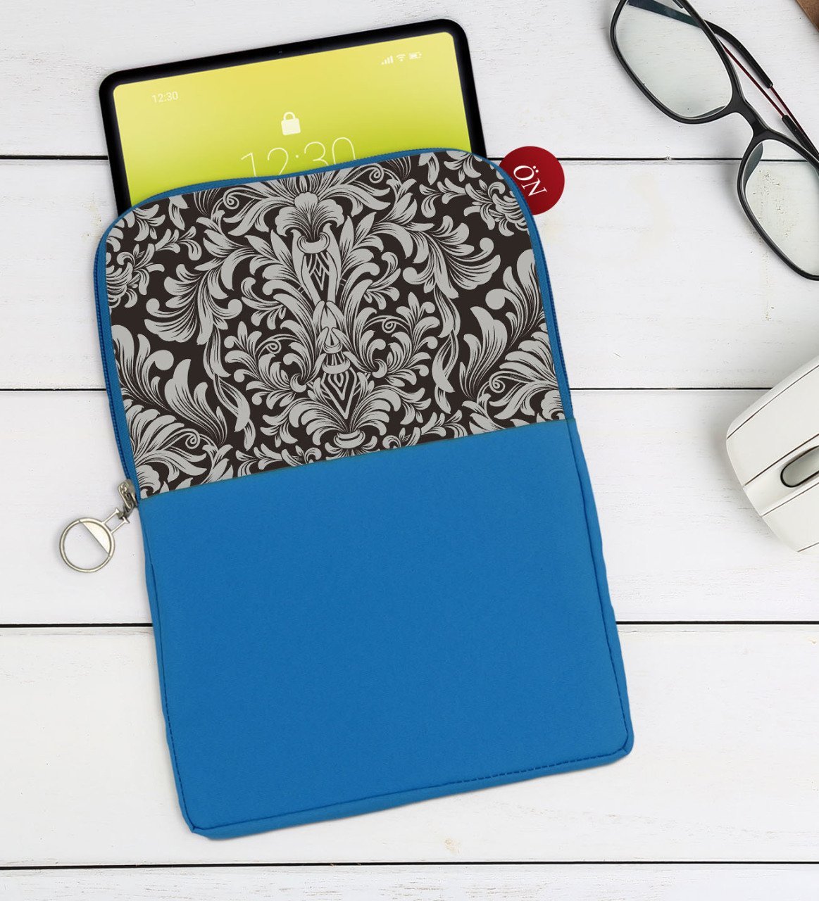 BK Gift Retro Motif Tasarımlı Taşınabilir Koruyucu Tablet Kılıfı & Organizer Çanta - Mavi-2