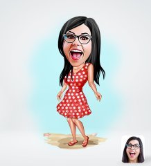 BK Gift Kişiye Özel Tatilci Kadın Karikatürlü Sosyal Medya Dijital Profil Fotoğrafı - Model 4