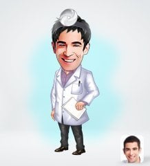 BK Gift Kişiye Özel Erkek Doktor Karikatürlü Sosyal Medya Dijital Profil Fotoğrafı - Model 10