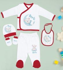 BK Kids Kişiye Özel Kırmızı Hastane Çıkışı, Anne-Bebek Günlüğü, Yeni Doğan Bebek Giyim Hediyesi, 9 Parça Bebek Hediye Seti-3