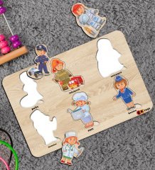 BK Toys Çocuklar İçin Ahşap Figürlü Eğitici-Öğretici Yapboz Puzzle-5