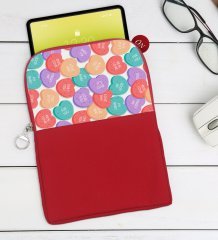 Kişiye Özel Sevgililer Karikatürlü Taşınabilir Koruyucu Tablet Kılıfı & Organizer Çanta - Kırmızı-59