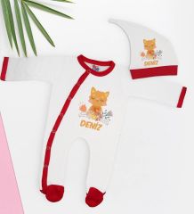 BK Kids Kişiye Özel Bebek Kıyafeti, Bebek Giyim Hediyesi, Tulum Zıbın ve Kukuletalı Şapka Seti-1