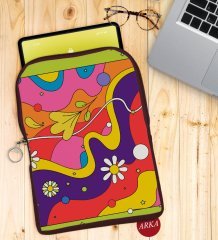 BK Gift Modern Art Tasarımlı Taşınabilir Koruyucu Tablet Kılıfı & Organizer Çanta - Bordo-2