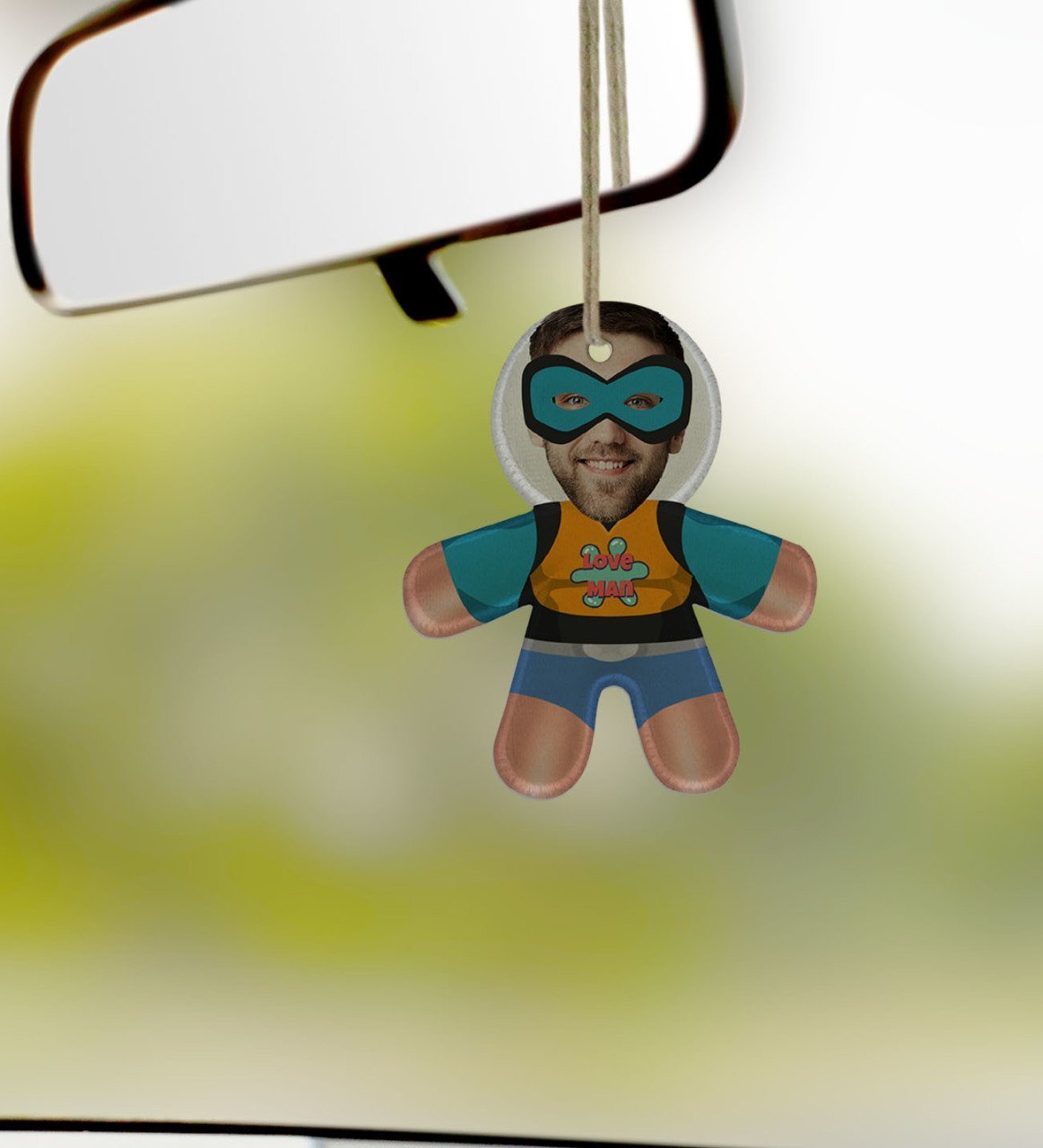 Kişiye Özel Erkek Süper Kahraman Eğlenceli Bez Bebek Dikiz Ayna Süsü-2