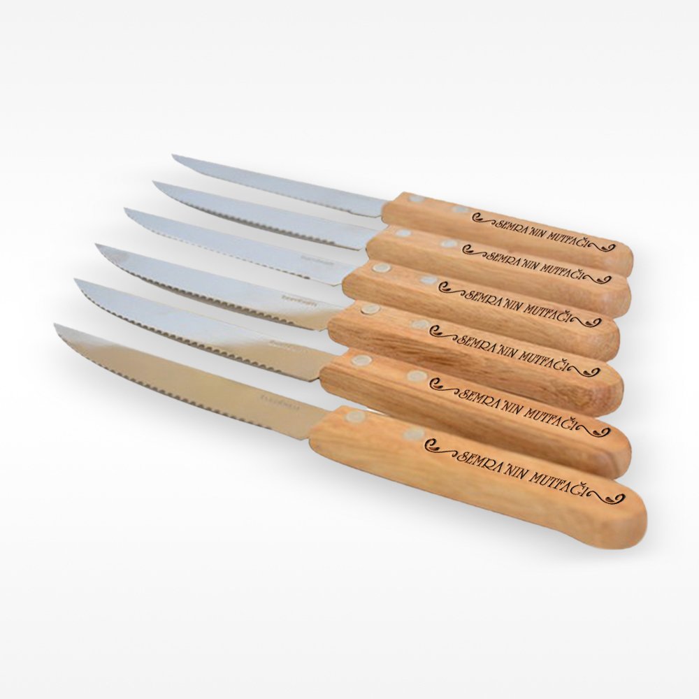 Kişiye Özel Bambu 6'lı Steak Bıçak Seti