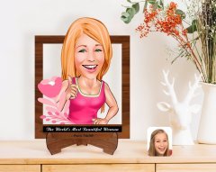 Personalized Women's Day The Most Beautiful Woman in the World with Cartoon Wooden Stand 3D Trinket-4