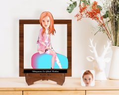 Kişiye Özel Kadınlar Günü Dünyanın En Güzel Kadını Karikatürlü Ahşap Standlı 3D Biblo-16