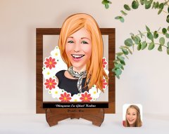 Kişiye Özel Kadınlar Günü Dünyanın En Güzel Kadını Karikatürlü Ahşap Standlı 3D Biblo-1