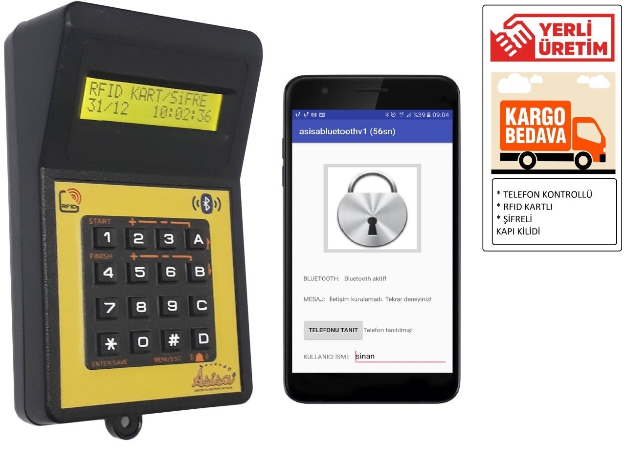 Bluetooth RFID Şifre Kontrollü Kapı Kilidi - Log Kayıtlı