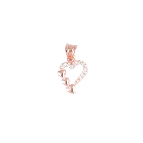 Kalp Model Mikro Rose Gümüş Kolye Ucu