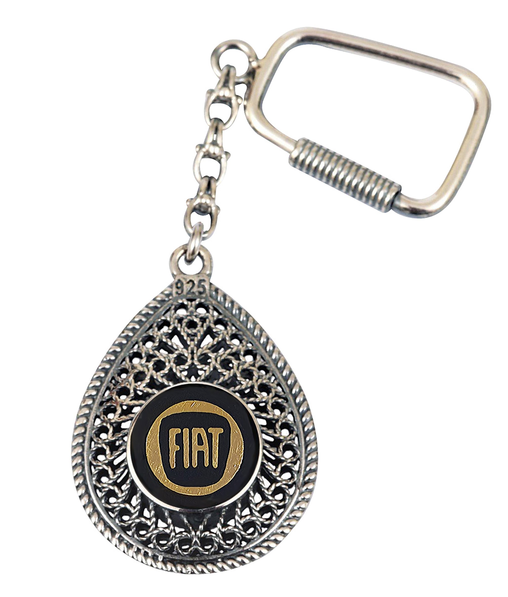 Damla İşlemeli FIAT Gümüş Anahtarlık