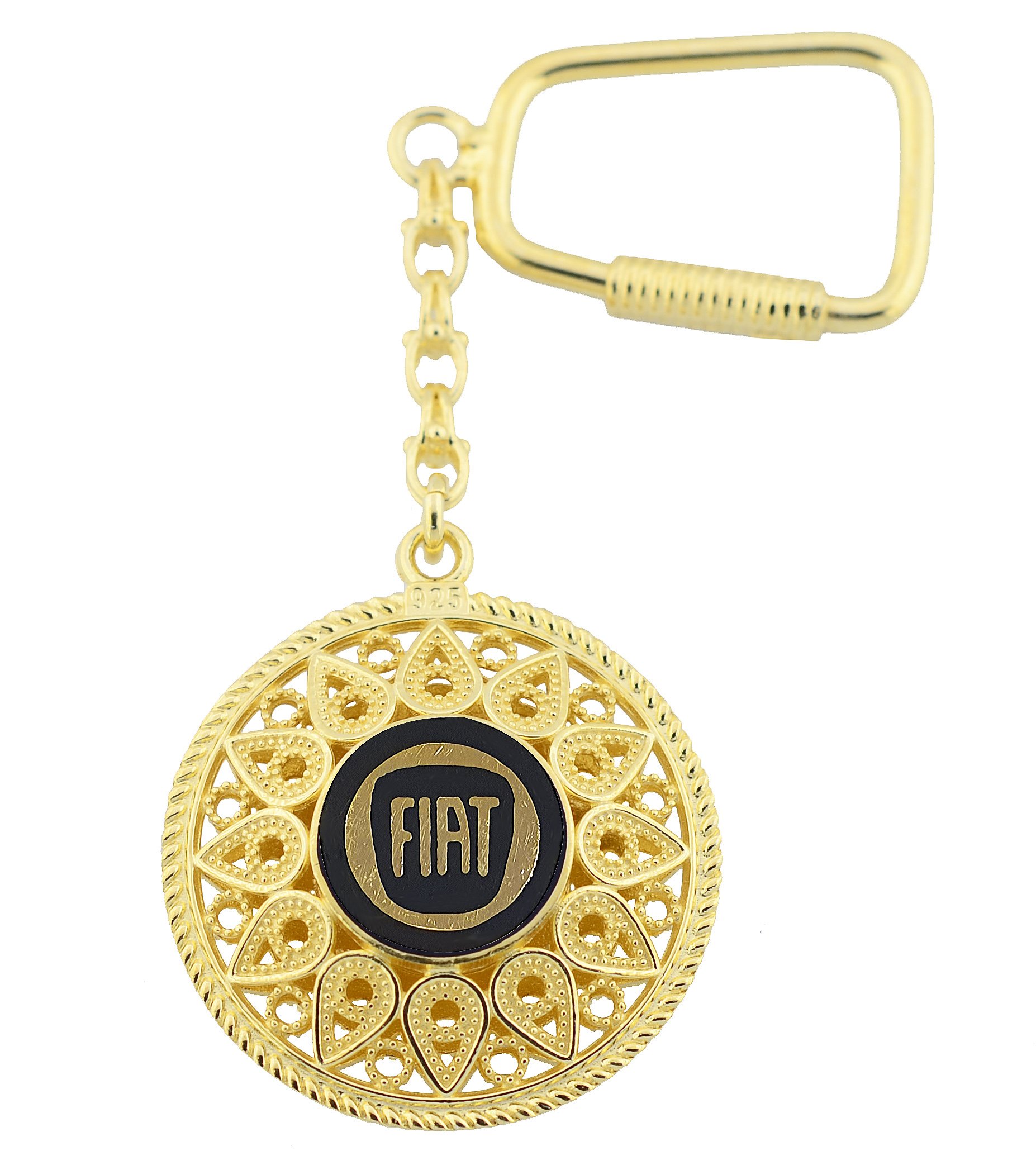 Ayçiçeği Desen FIAT Gold Gümüş Anahtarlık