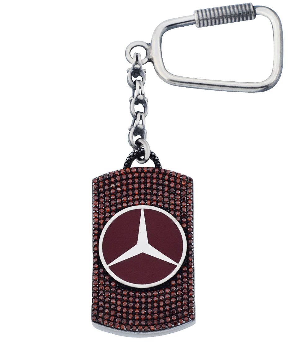 Bordo Mercedes Gümüş Anahtarlık