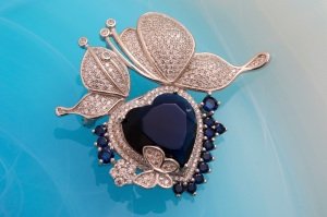 Kalp ve Kelebek Model Gümüş Broş