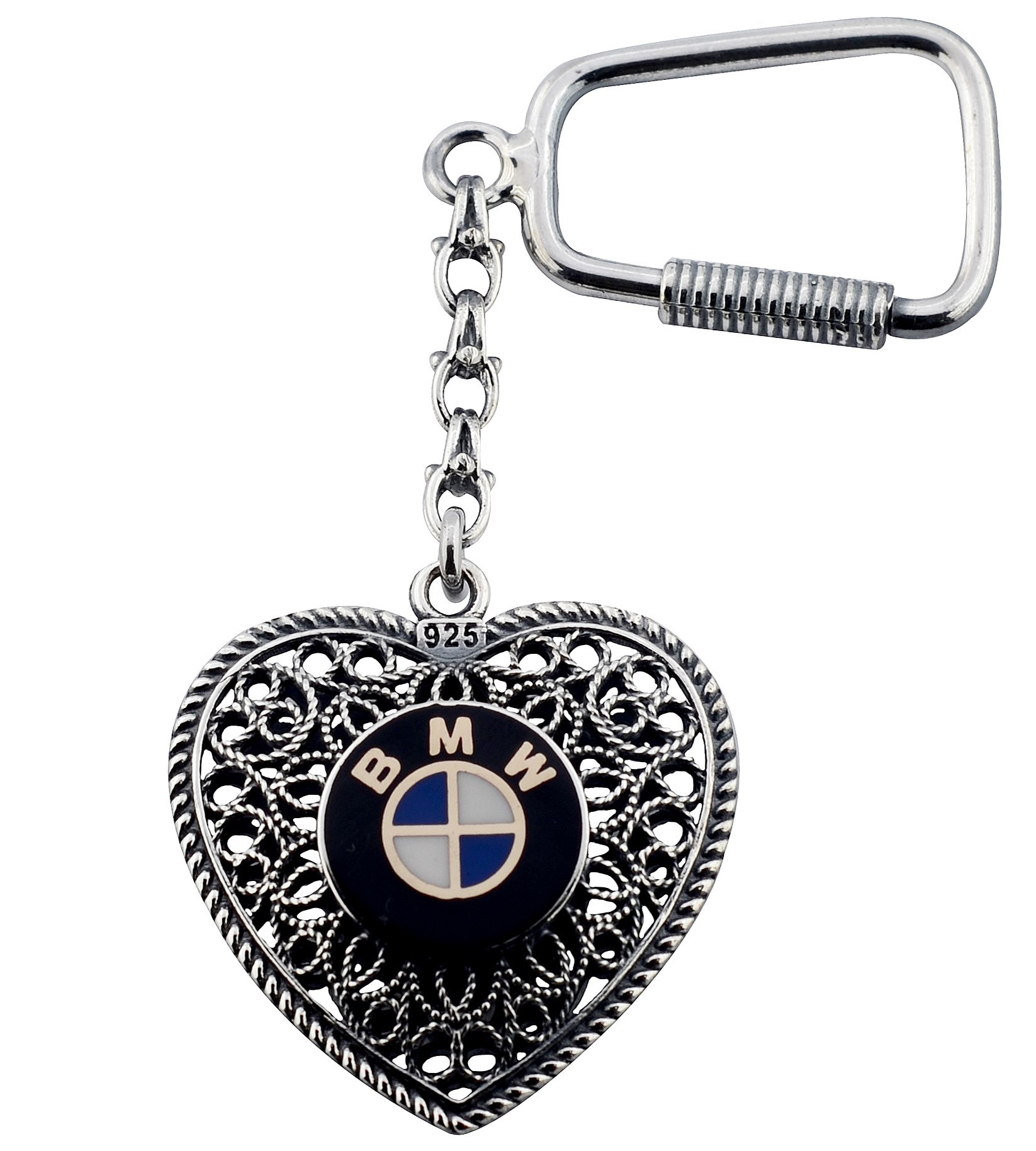 Kalp Model Bmw Gümüş Anahtarlık