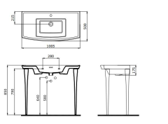 Bocchi Lavita lavabo 100 cm Mat siyah