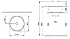 Bocchi | Venezia Çanak Lavabo 45 cm Parlak Burgonya Bordosu