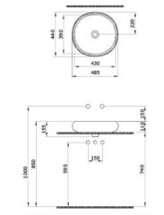 Bocchi Strata Lavabo 49 cm Mat Siyah