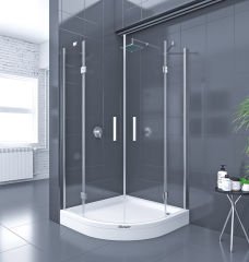 Shower Place 130X130 2 Sabit 2 Açılır Oval Tekne Üzeri Kabin