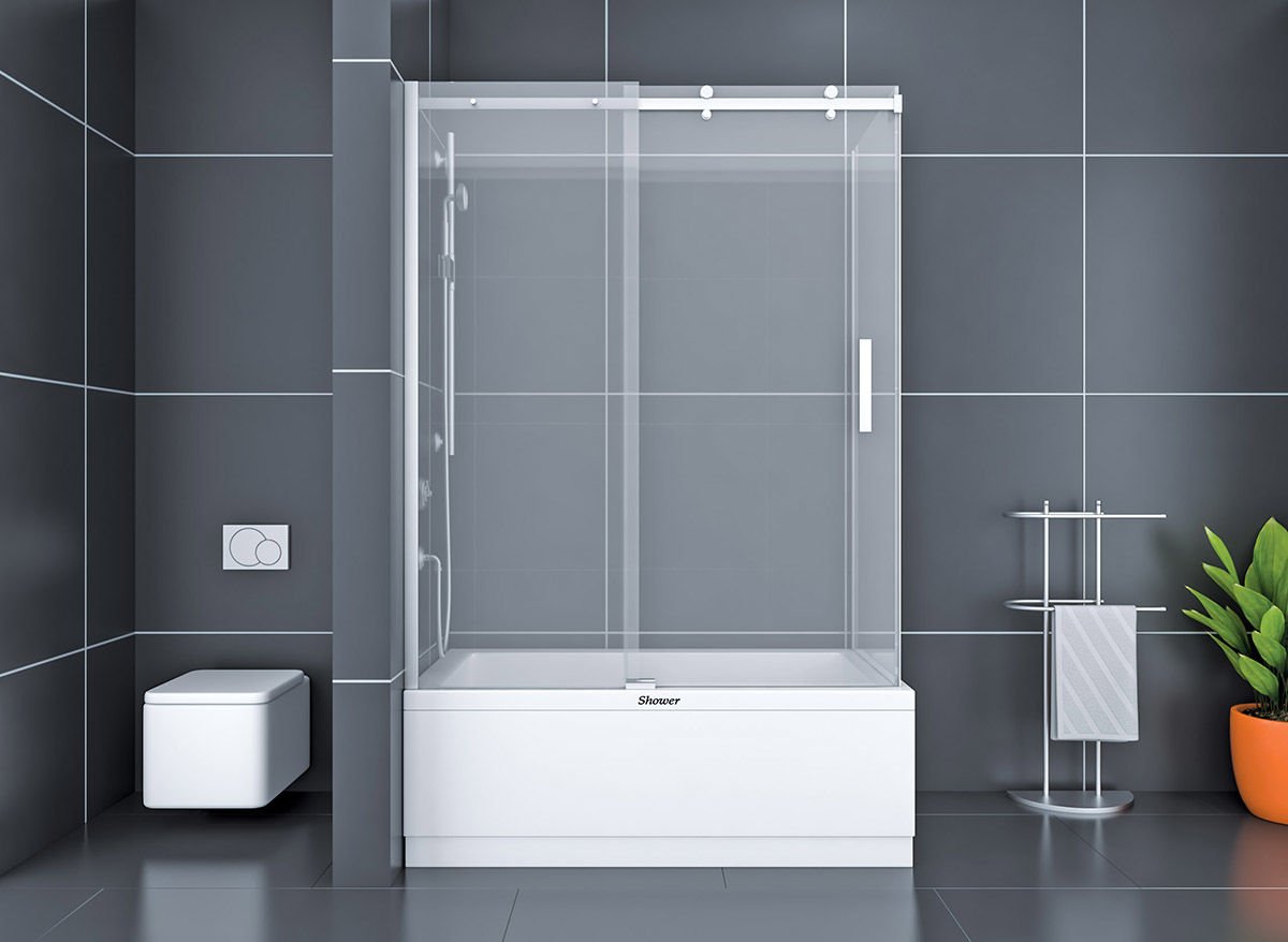 Shower Royal 80x190 1 Sabit 1 Kayar Yan Panelli Küvet Üzeri Duş Kabini