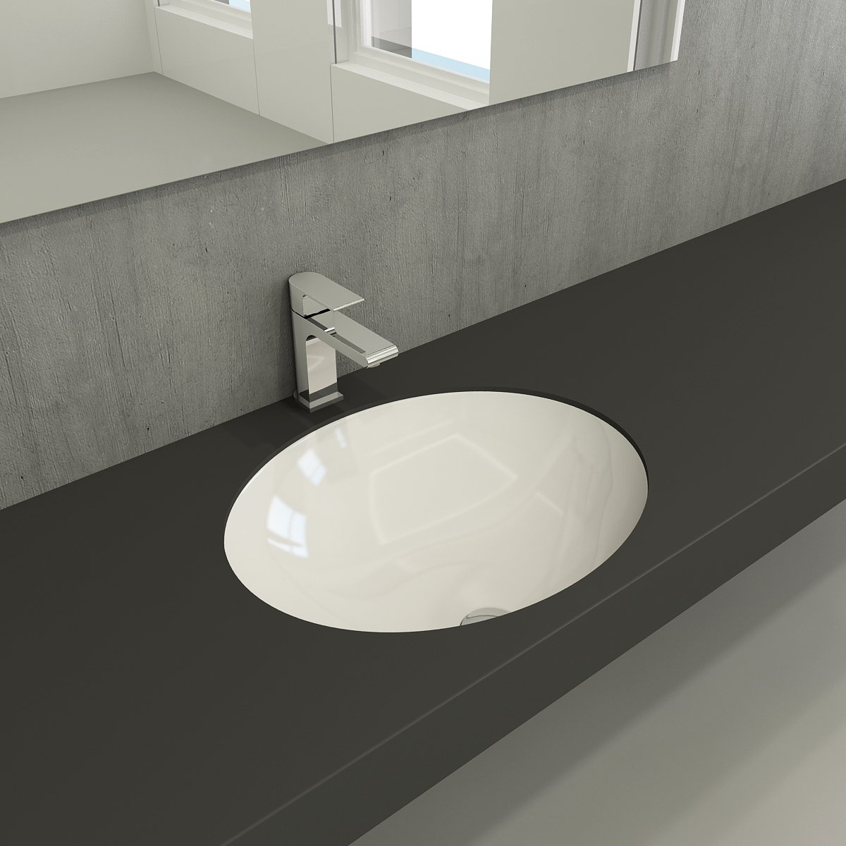 Bocchi | Parma Tezgah Altı Lavabo 56 cm Parlak Beyaz