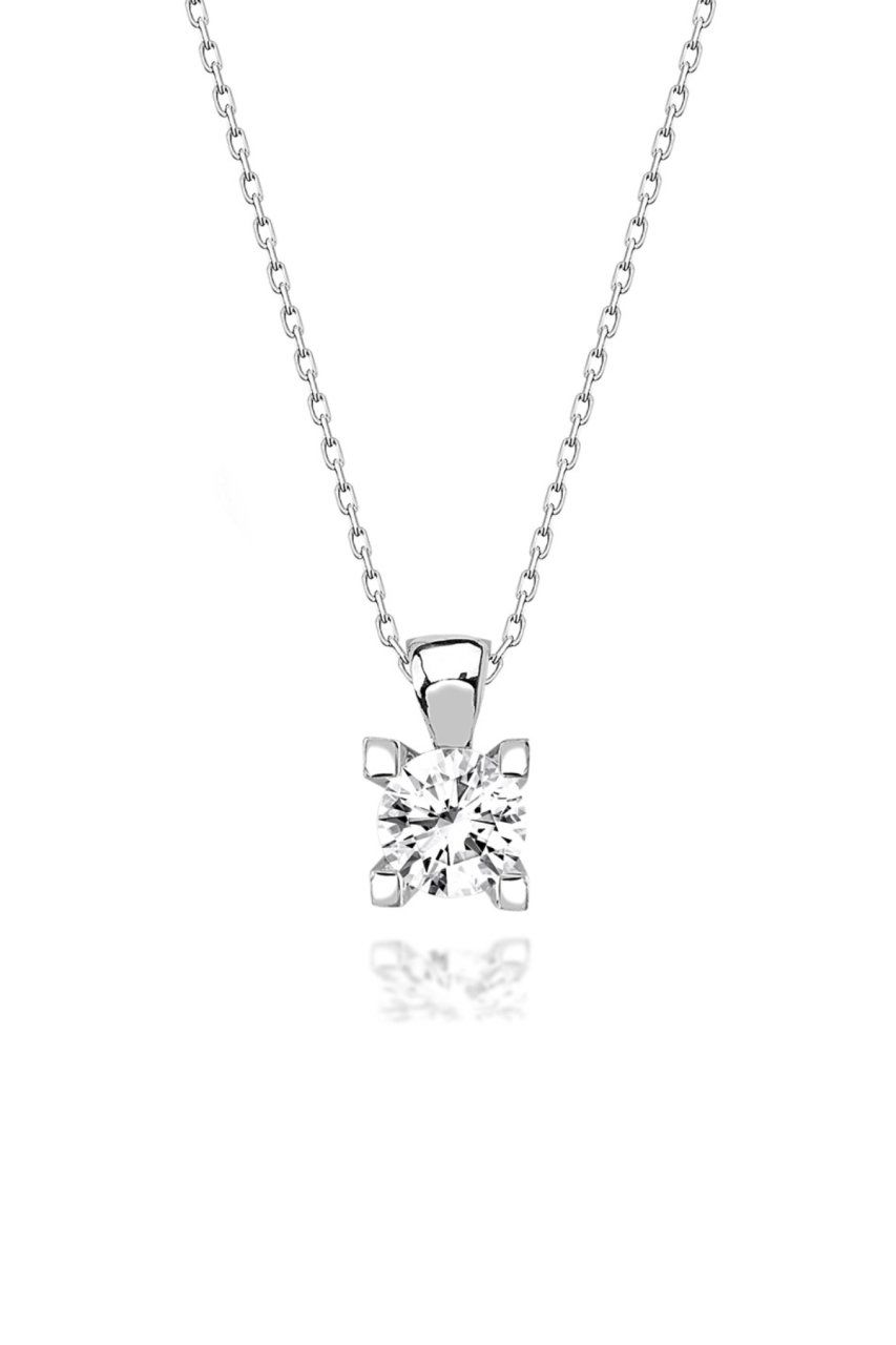 Swarovski Taşlı Tırnaklı Tektaş 925 Gümüş Kolye