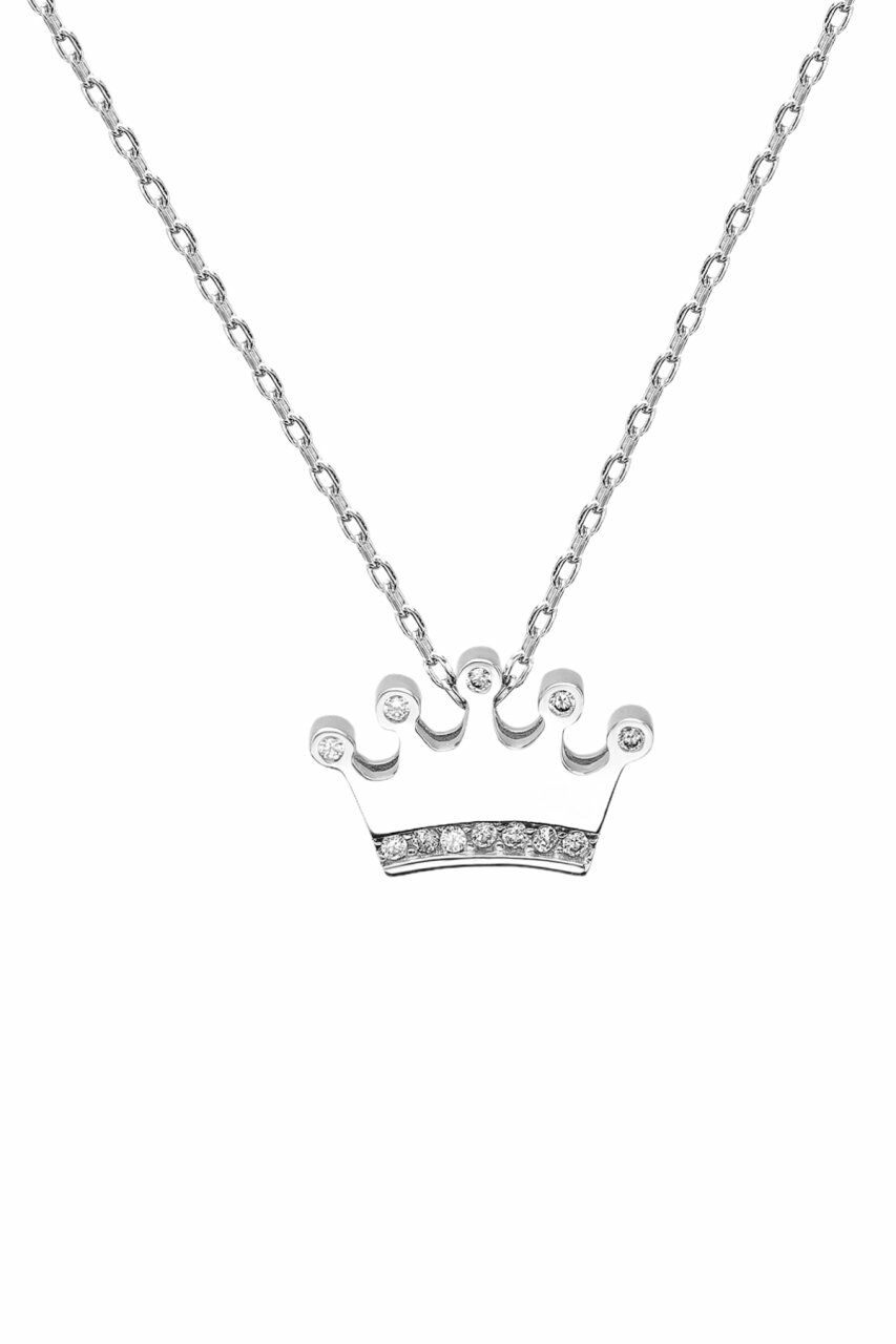 Sertifikalı Swarovski Taşlı Taç 925 Gümüş Kolye