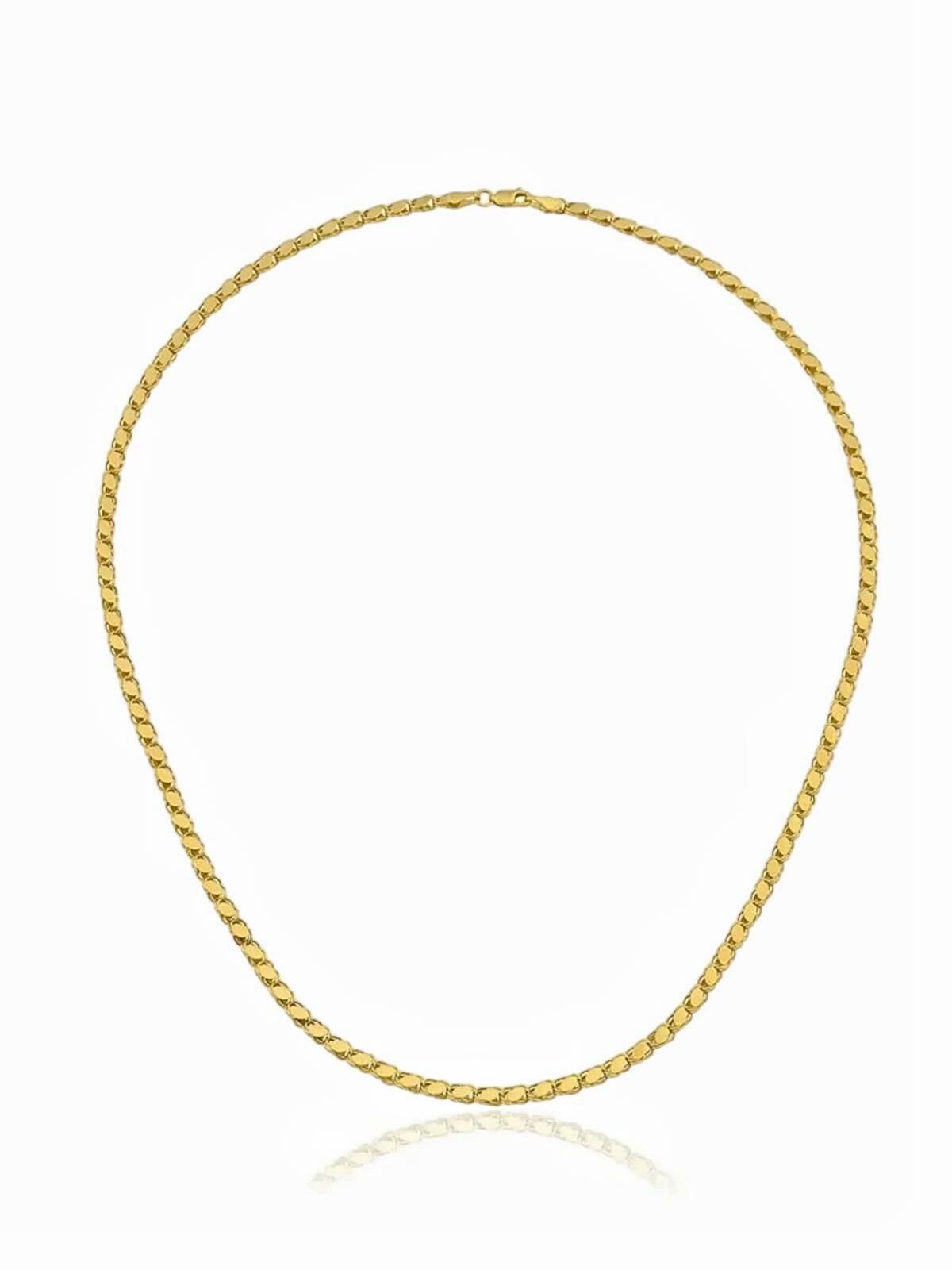 Halep Pullu Arpa Zincir 3 mm 14 Ayar Altın Kolye 55 cm