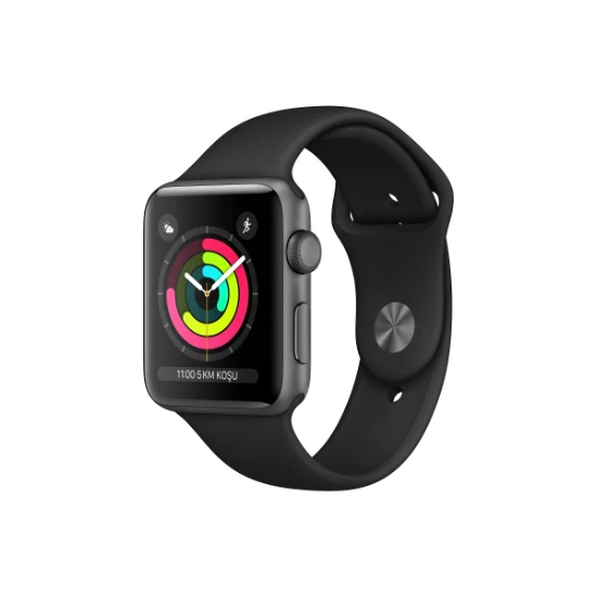 Apple Watch Seri 3 GPS 42 mm Uzay Grisi Alüminyum Kasa ve Siyah Spor