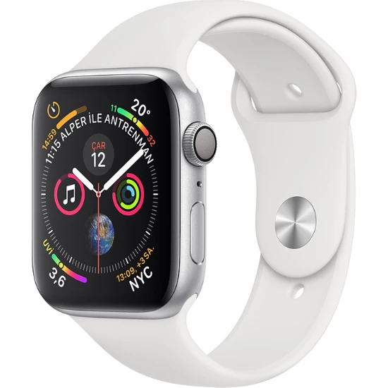 Apple Watch Seri 4 44mm GPS Gümüş Rengi Alüminyum Kasa ve Beyaz Spor