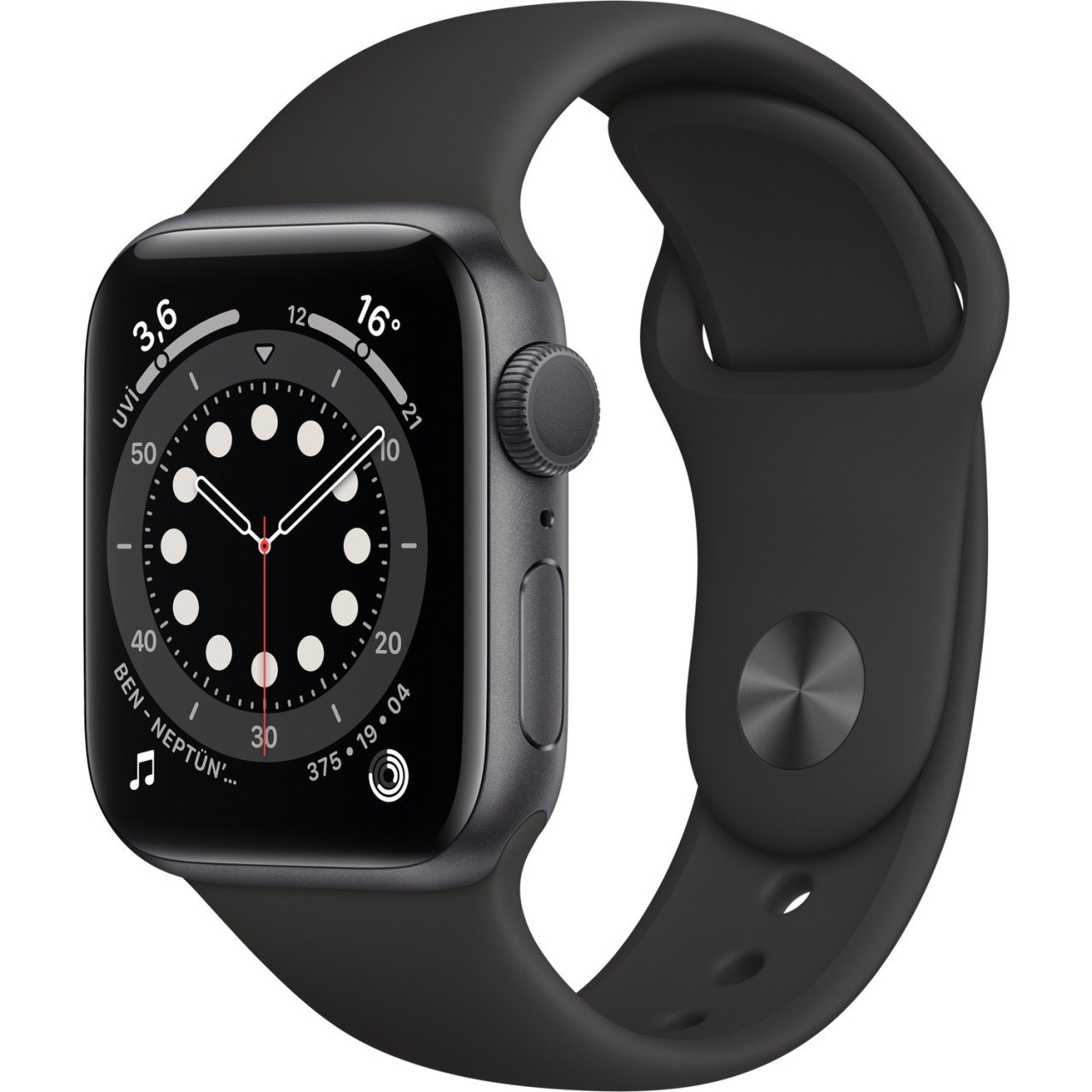 Apple Watch Seri 6 40mm GPS Space Gray Alüminyum Kasa ve Siyah Spor Kordon