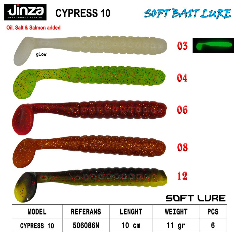 Jinza Hawk Cypress 100 mm  11 gr Silikon Balık 6 Adet