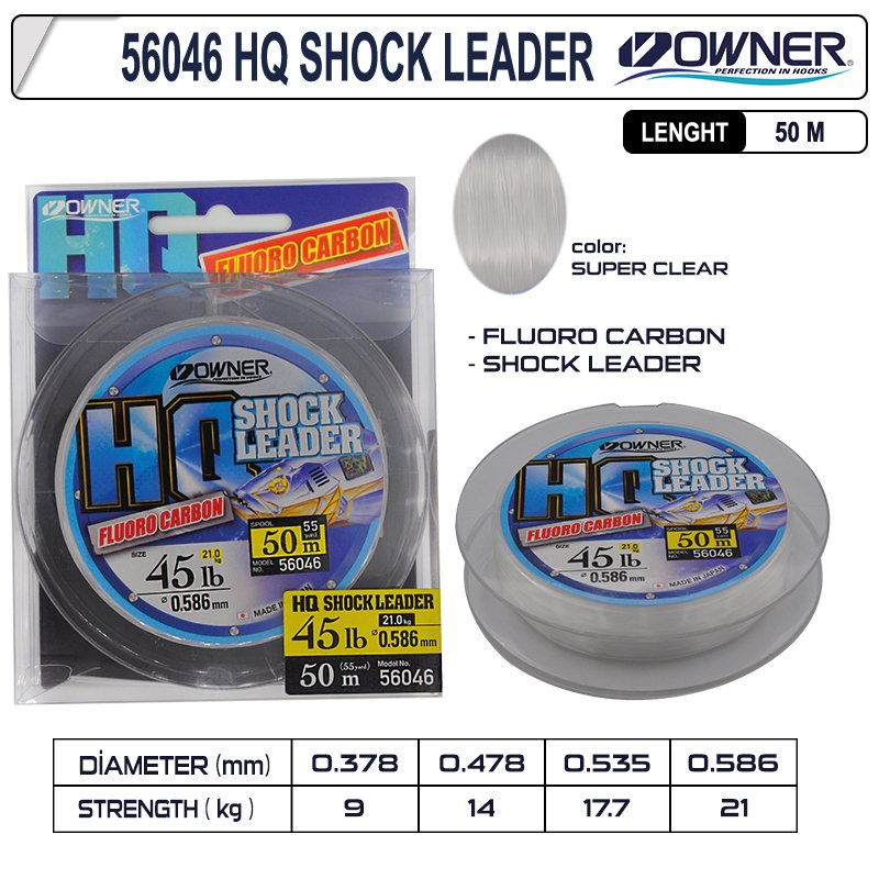 Owner 56046 Hq Shock Leader Fluorocarbon Super Clear