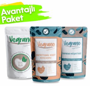 Vegrano Nutritional Yeast 100 g + Vegrano Tapyoka Nişastası100 g + Organik Keçiboynuzu Unu 100 g