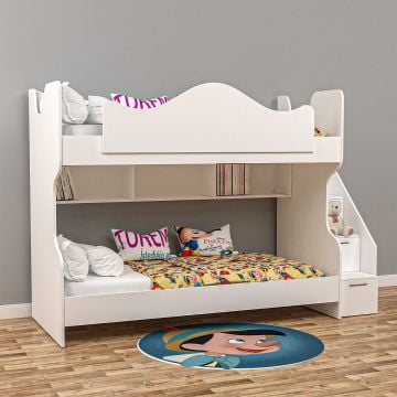 Klasik Yandan Merdivenli Ranza Mdf - beyaz