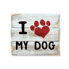 Ahşap Duvar Panosu ''I Love My Dog'' - Ev Dekorasyon