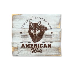 Ahşap Duvar Panosu ''American Wolf'' - Ev Dekorasyon