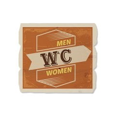 Ahşap Duvar Panosu ''WC Men Women'' - Cafe ve Restoran Dekorasyonu