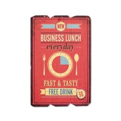 Ahşap Duvar Panosu ''Business Lunch Everyday'' - Cafe Dekorasyon