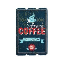 Ahşap Duvar Panosu ''Fresh Coffee'' - Cafe Dekorasyon