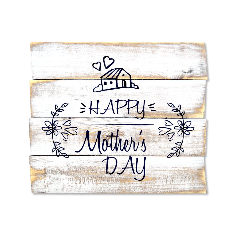 Ahşap Duvar Panosu ''Happy Mothers Day Beyaz'' - Dekorasyon