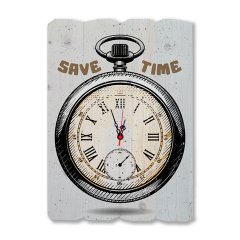 Ahşap Duvar Saati ''Save Time'' - Ev Dekorasyonu
