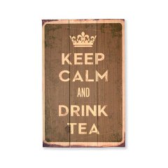 Ahşap Duvar Panosu ''Keep Calm and Drink Tea' - Ev ve Cafe Dekorasyonu