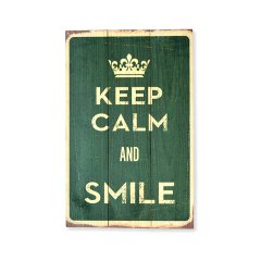 Ahşap Duvar Panosu ''Keep Calm and Smile' - Ev ve Cafe Dekorasyonu