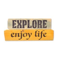Ahşap Kelimeler ''Explore, Enjoy Life'' - Ev ve Cafe Dekorasyonu